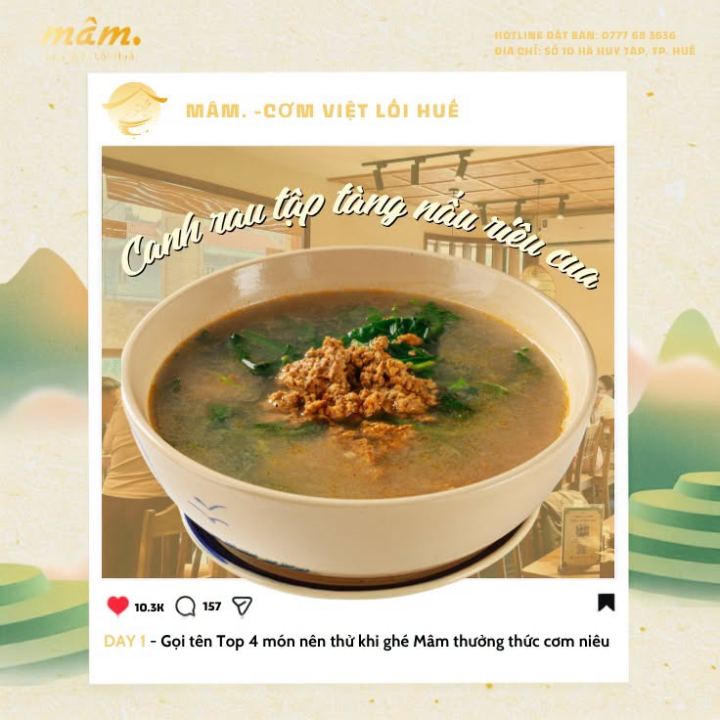 Canh rau tập tàng nấu riêu cua
