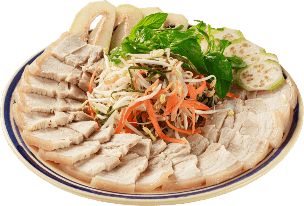 Heo luộc tôm chua dưa giá