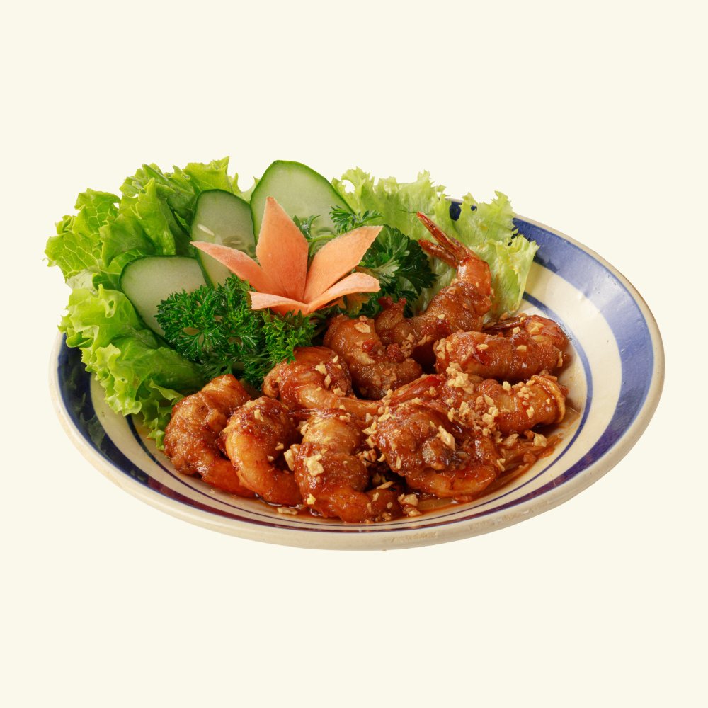 Ba rọi cuộn tôm rim tỏi ớt