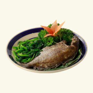 Cá dìa hấp mồng tơi