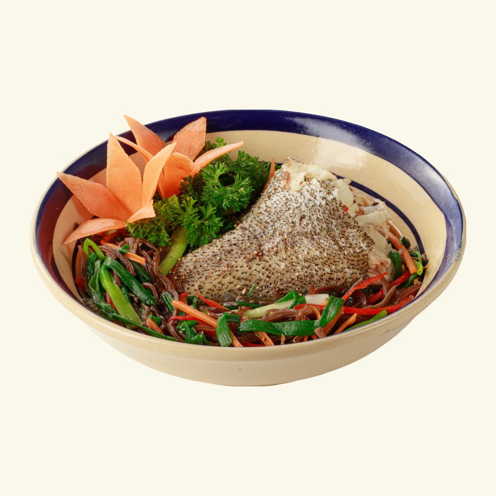 Cá mú hấp ngũ liễu