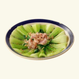 Cải thìa xào tôm, thịt hộp