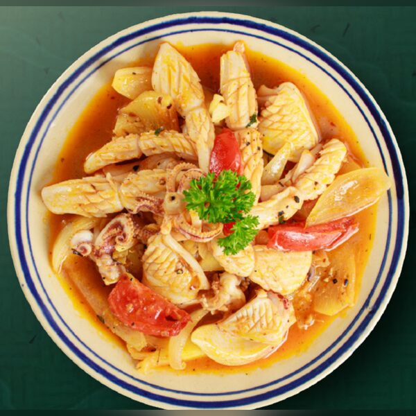 Sautéed Squid with Pineapple & Tomato